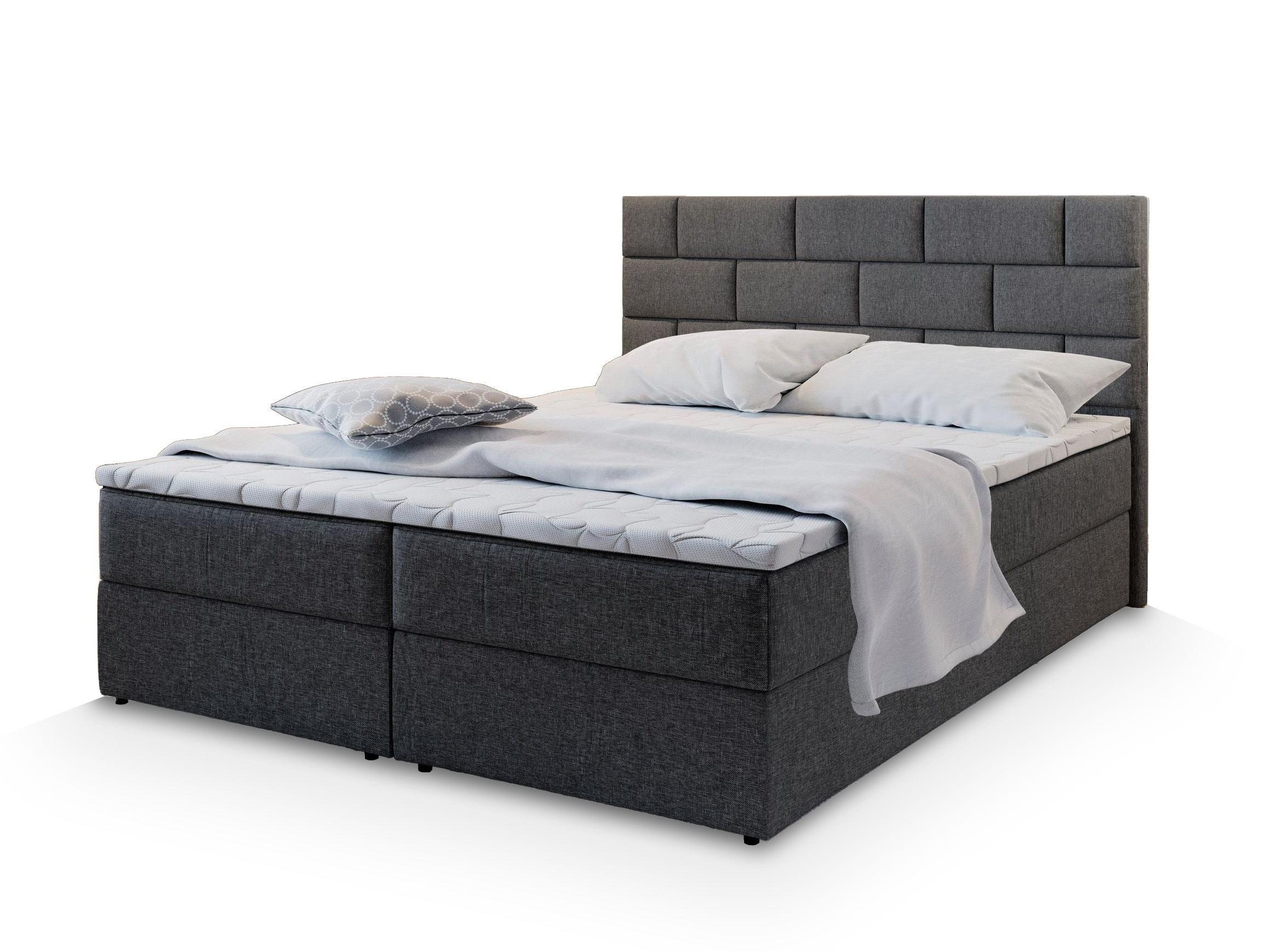 BOXBETT KERLO 140x200 cm mit Matratze und Topper - Grau - Grau, Holz (140/200cm) - MASSENO