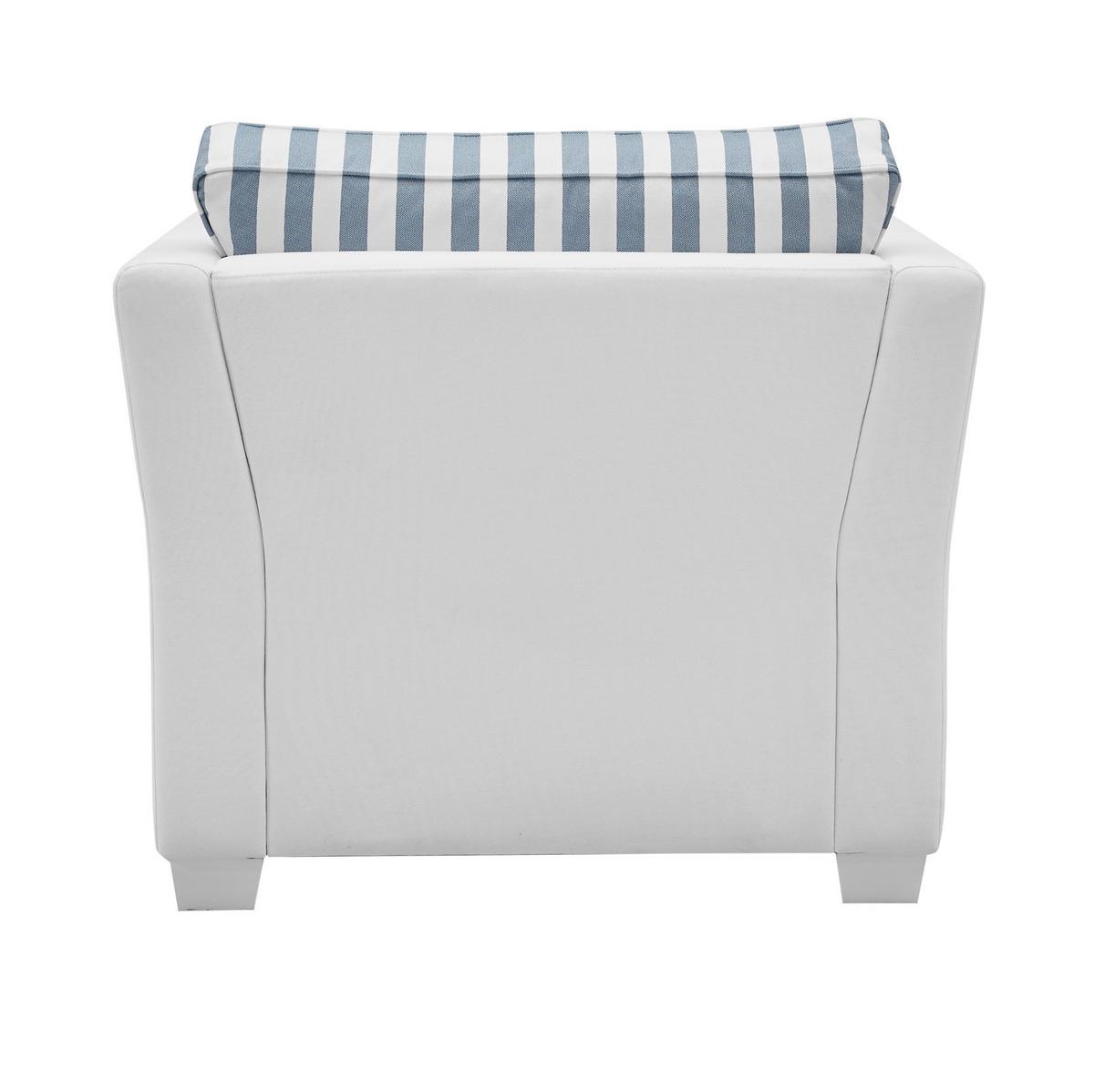 SESSEL creme blau gestreift, Landhaus 95 cm, Loungesessel Set inklusive Hocker - Blau/Creme, Holz/Textil (95/88/161cm) - Furn.Design