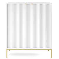 HIGHBOARD Vellore Weiß mit goldenen Metallbeinen 104 cm - Goldfarben/Weiß, Holzwerkstoff/Metall (104/125/39cm) - Selsey