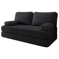 BETTSOFA NIKSI aus Schaumstoff Bucle-Stoff Schwarz Schlaffunktion - Schwarz, Textil (170/86/80cm) - MASSENO