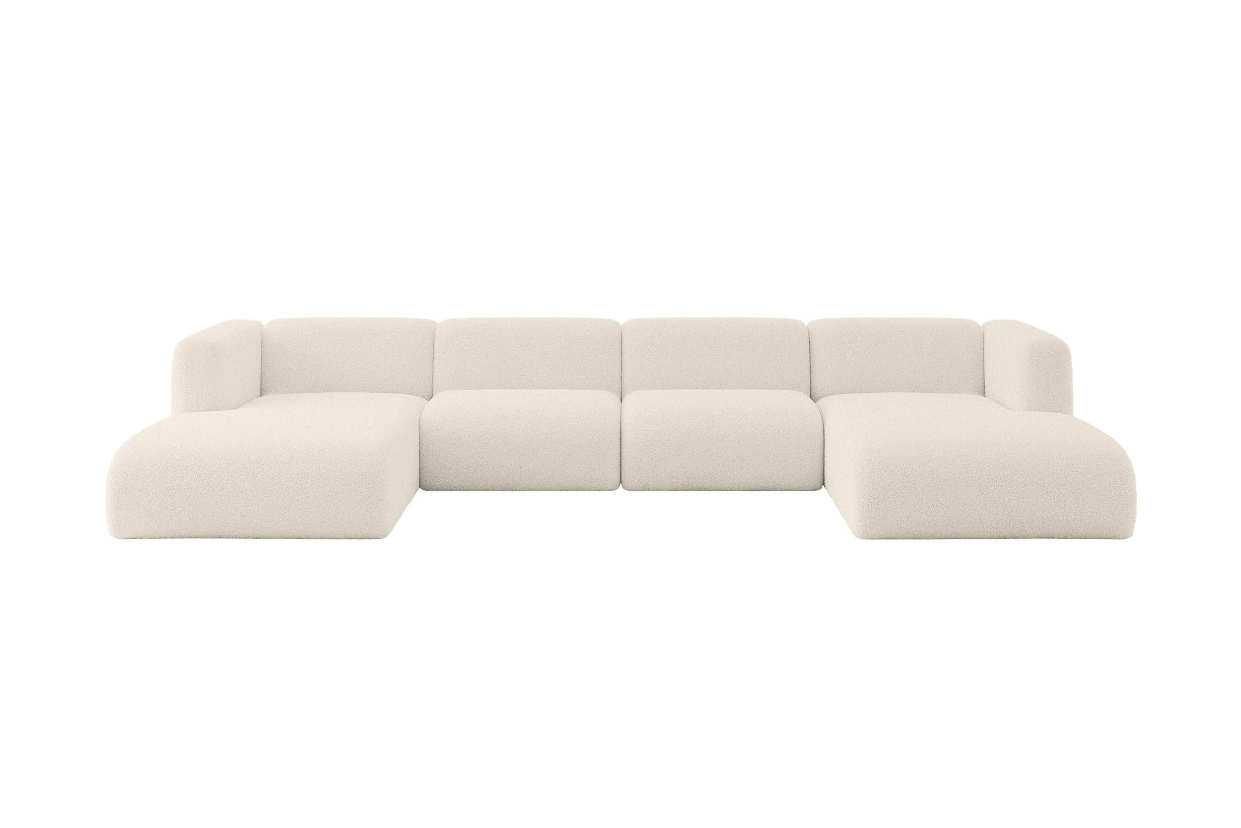 WOHNLANDSCHAFT MIRA-U2 408x179x70 Beige Bouclé - Kaschmir/Beige, Holzwerkstoff/Kunststoff (408/70/179cm) - ALTDECOR