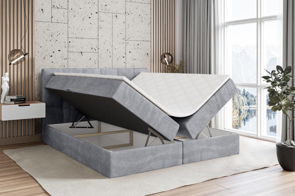 BOXBETT mit Matratze H3 und Lattenrost - MARCE - 140 x 200 cm - Grau - Grau, Holzwerkstoff (140/200cm) - ALTDECOR