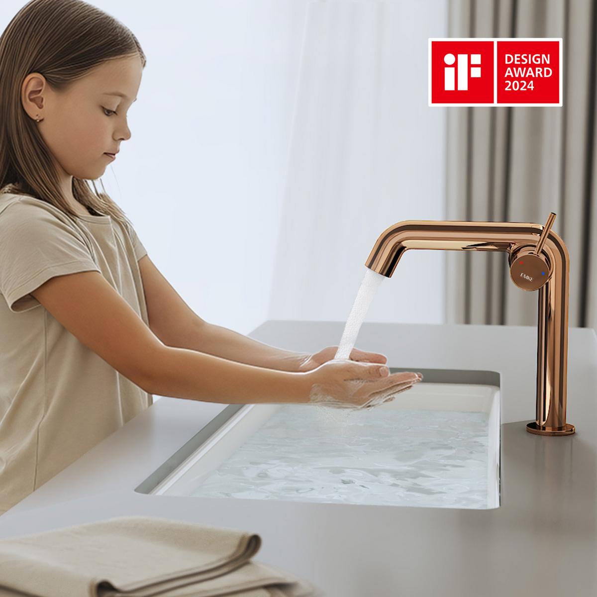 WASCHTISCHARMATUR Ventilkernzertifizierung Rosengold 15cm - Roségold, Metall (20/7.6/22.2cm) - EMKE
