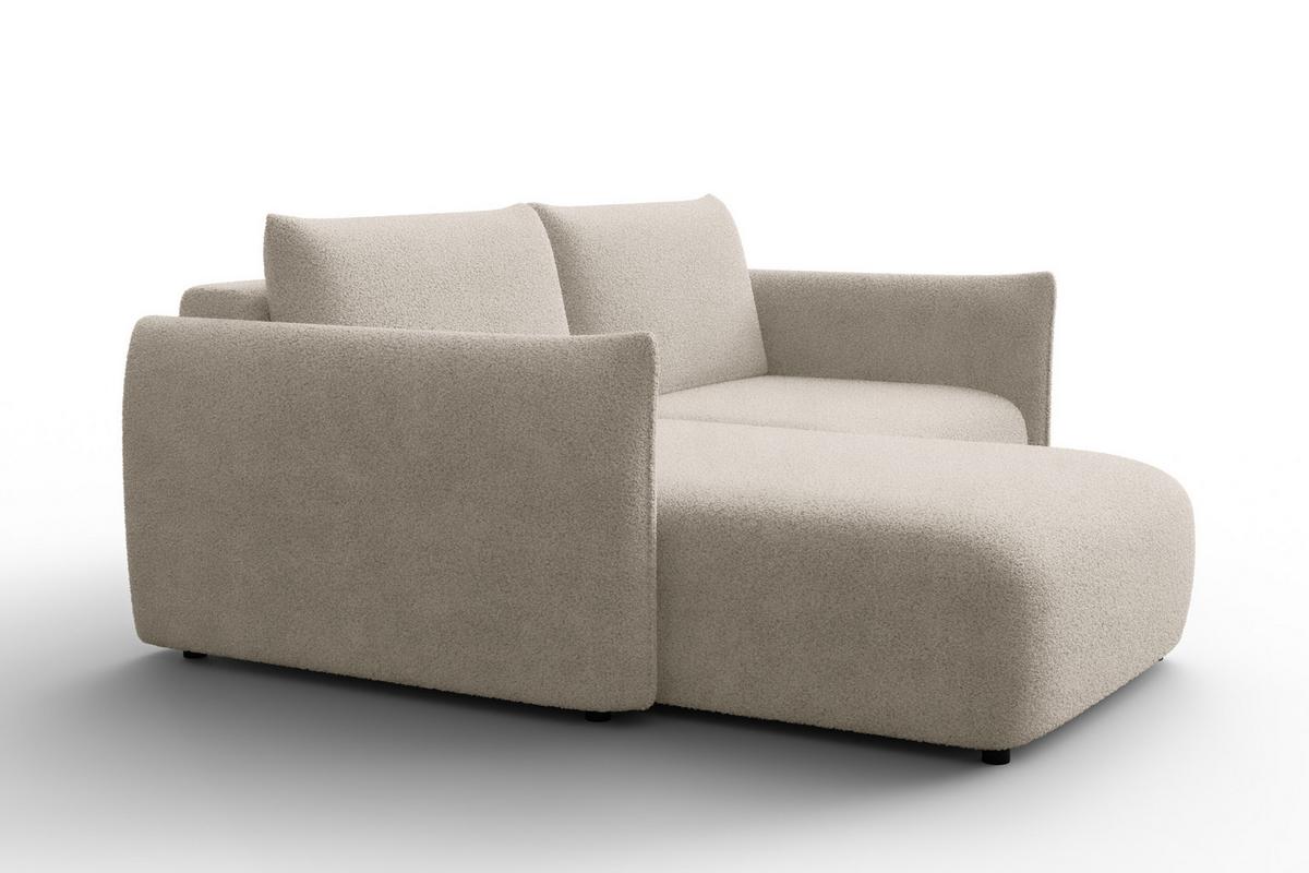 ECKSOFA TAUER 3-Sitzer LINKS, Bouclé-Stoff beige - Beige/Schwarz, Holz/Textil (173/206cm) - Courtois Laville
