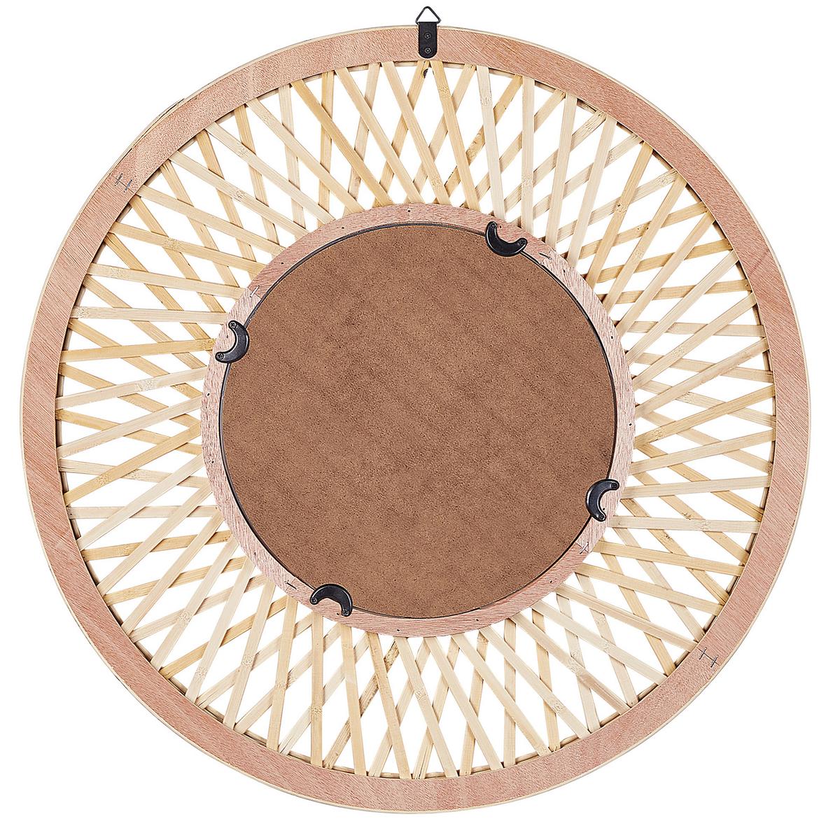 WANDSPIEGEL Bambusholz 60 cm Bacata - Hellbraun, Holz (60/60/2cm) - Beliani