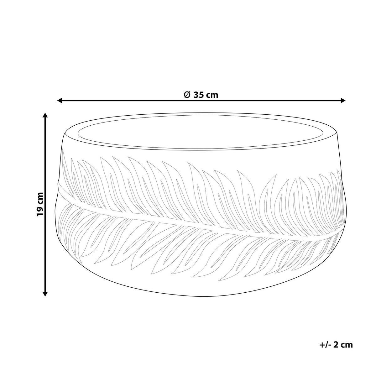 BLUMENTOPF cremeweiß rund 35/35/19 cm Ftero - Weiß, Naturmaterialien (19cm) - Beliani