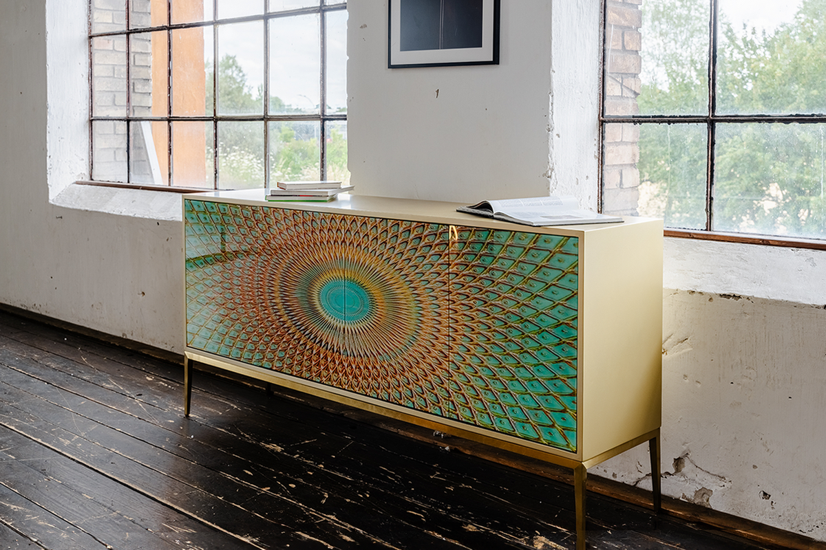 SIDEBOARD LAGO Grün Holz - Goldfarben/Grün, Holz/Metall (180/85/40cm) - KAWOLA