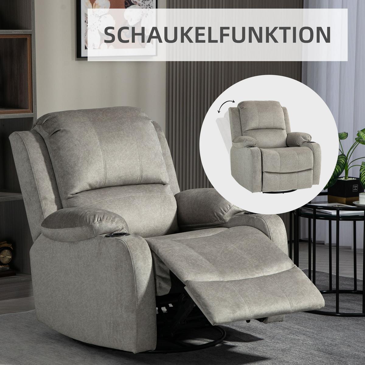 FERNSEHSESSEL Mikrofaser Braun - Braun, Textil (95/102/87cm) - HOMCOM
