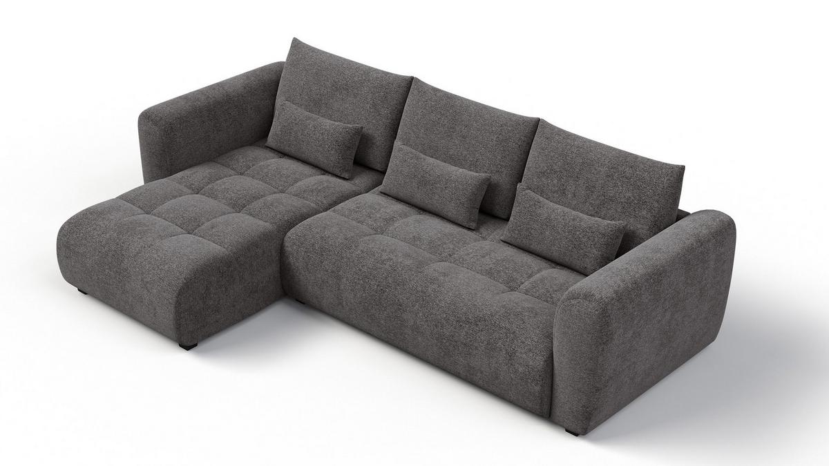 ECKSOFA SORENO 4-Sitzer, dunkelgrau - Dunkelgrau/Schwarz, Holz/Textil (293/171cm) - Wozimo