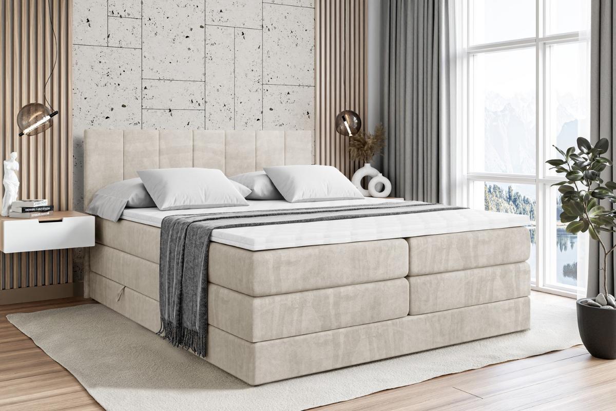 BOXSPRINGBETT MOETI KING - 200x200 - H3/H4 - Creme - Creme, Holzwerkstoff (200/200cm) - ALTDECOR