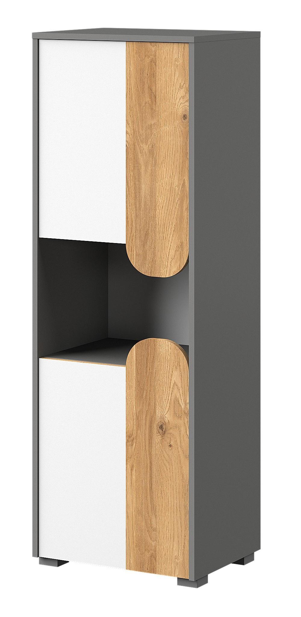DREHTÜRENSCHRANK ARCADA 50/144/38cm 2-türig Eichefarben - Eichefarben/Weiß, Holzwerkstoff (50/144/38cm) - MASSENO