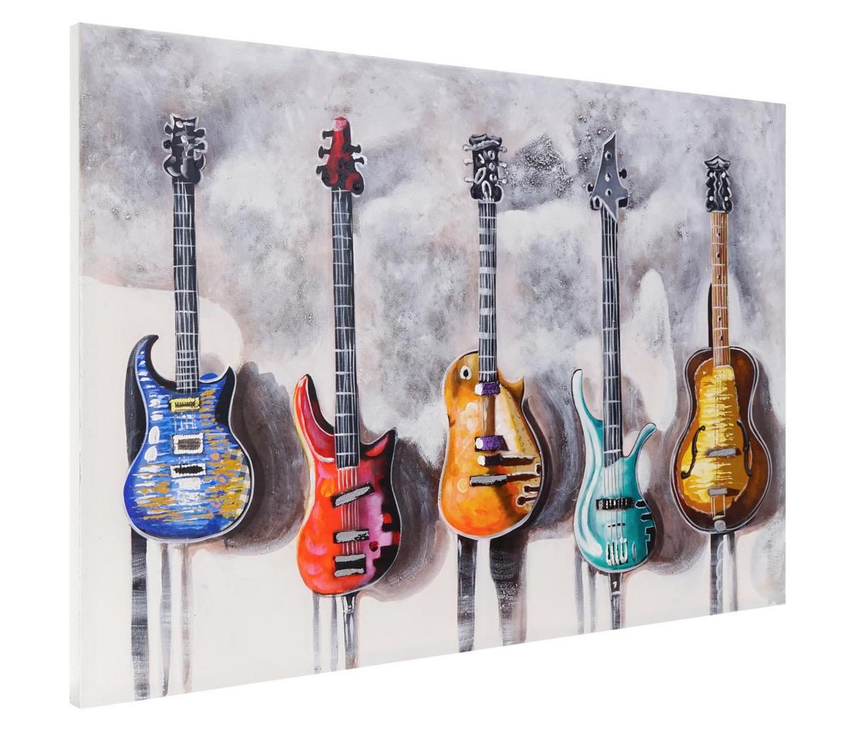 ÖLGEMÄLDE GITARREN HANDGEMALT Mehrfarbig - Multicolor, Textil (120/80cm) - MCW