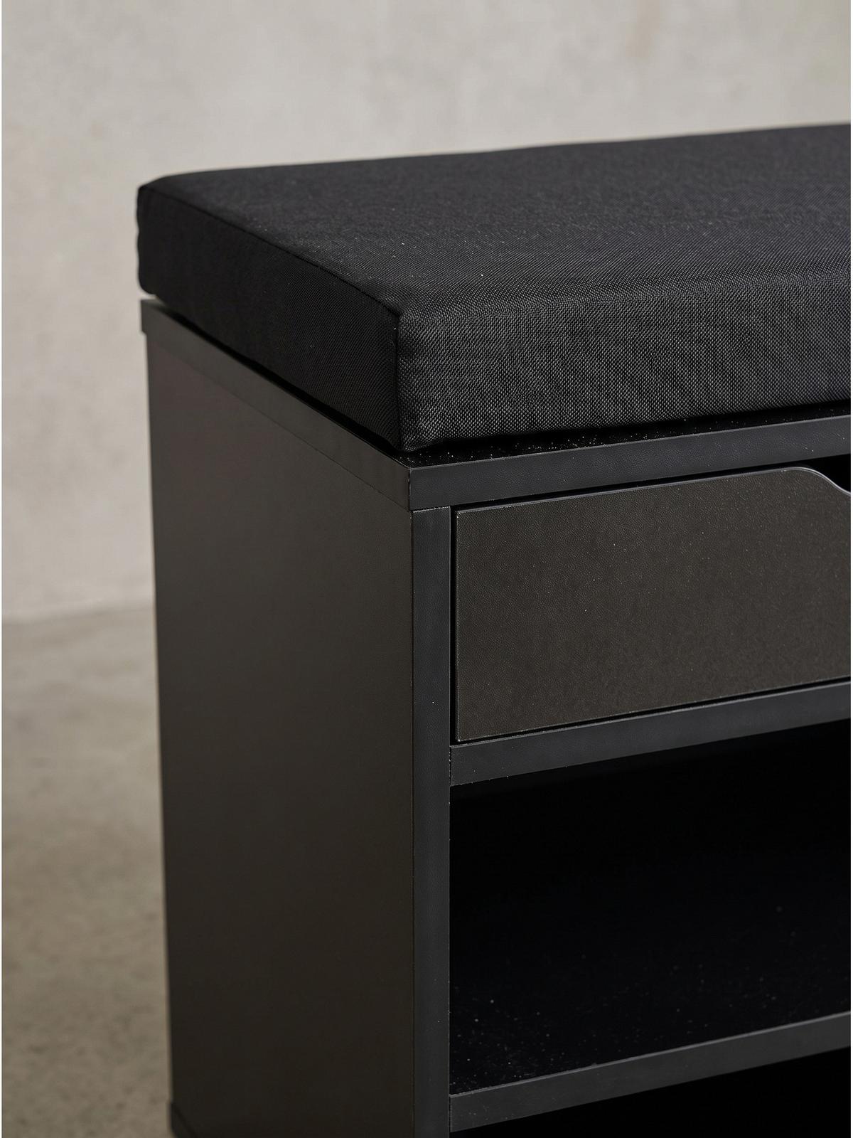 GARDEROBENBANK BASILICATA, Stoff, Schwarz, 104 x 32 x 51 cm - Schwarz, Holzwerkstoff/Textil (104/51/32cm) - KADIMA DESIGN