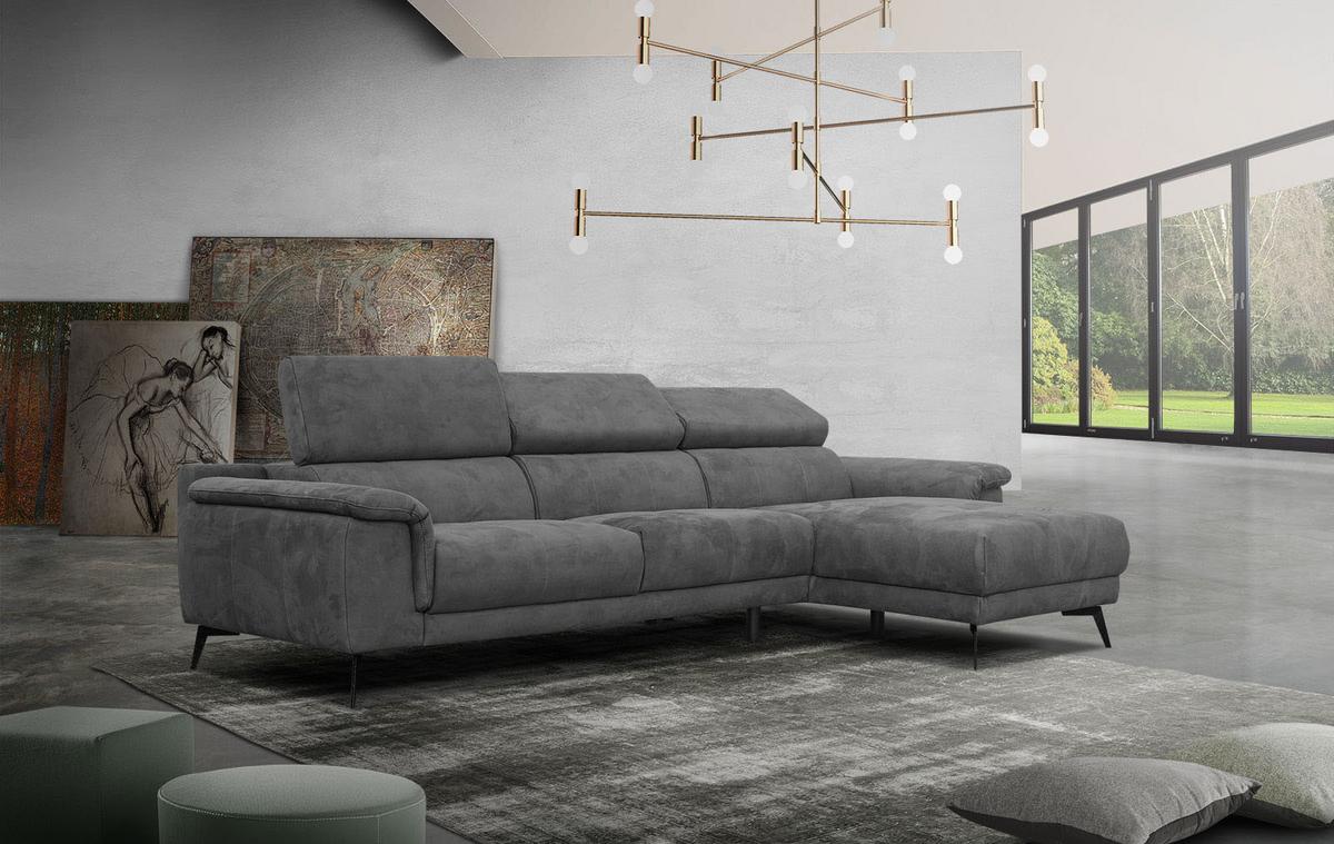 ECKSOFA FIERO 4-Sitzer, dunkelgrau - Dunkelgrau/Schwarz, Holzwerkstoff/Textil (288/170cm) - Wozimo