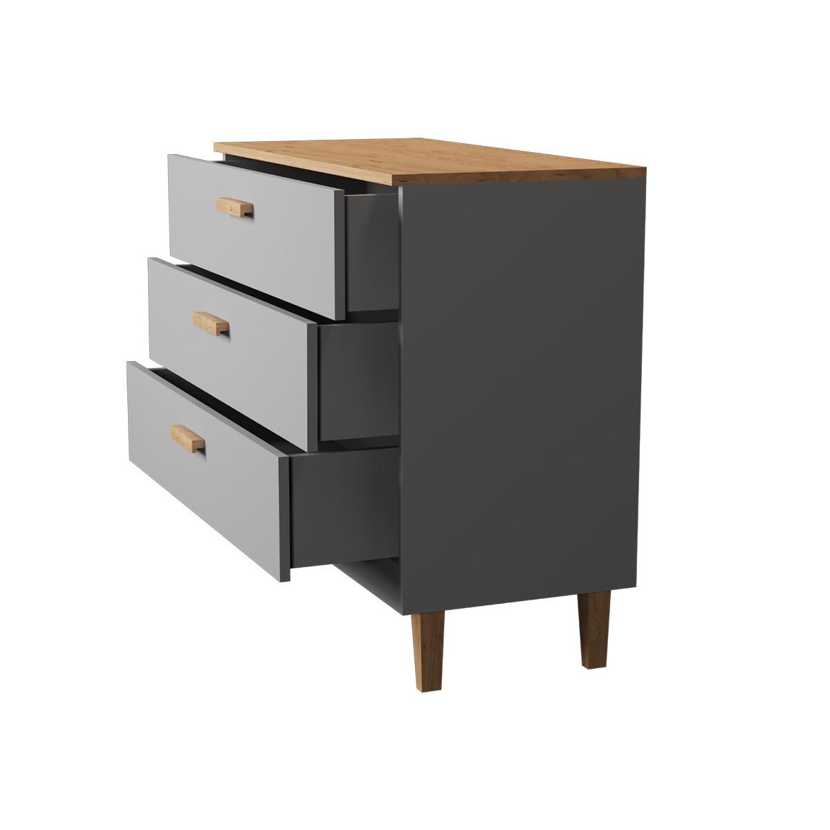 KINDERKOMMODE Denver Grau - Grau, Holzwerkstoff (47/90/100cm) - Petits-meubles