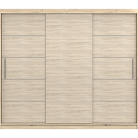 SCHWEBETÜRENSCHRANK ALBA ohne Spiegel Sonoma Eiche, mit LED Beleuchtung 250 cm - Sonoma Eiche, Holz (250/218/61cm) - imoebel24