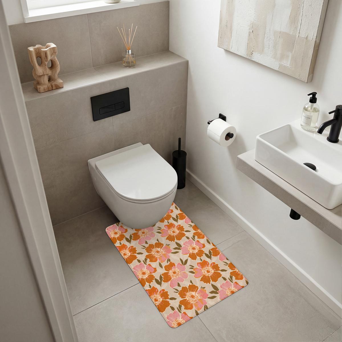 WC-VORLEGER Blumen - Motiv - Retro WC Teppich 50x80 cm - Multicolor, Textil (50/1cm) - OnlyWow