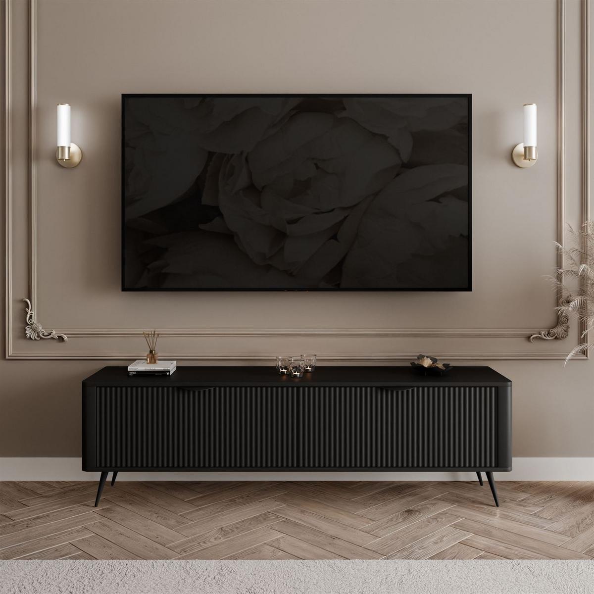 TV-UNIT SCARLETT 2D 163 CM SCHWARZ - Schwarz, Holzwerkstoff (163/51/38cm) - Lookway