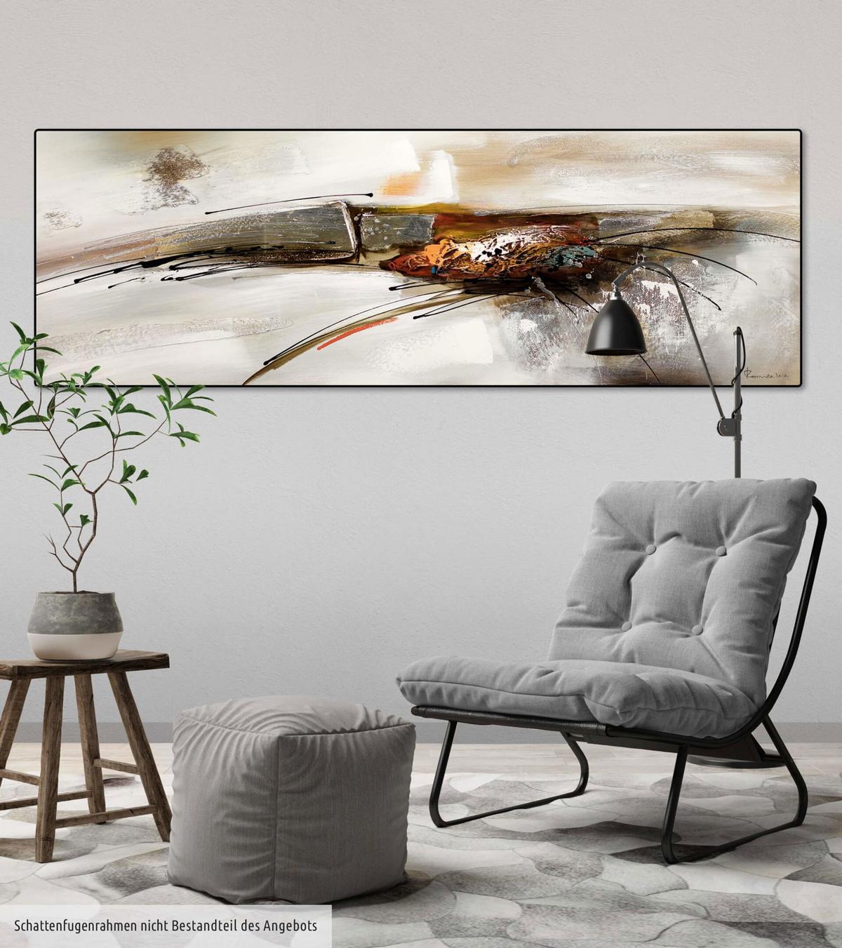 ÖLGEMÄLDE 150/50 cm - Weiß, Holz/Textil (150/50cm) - KUNSTLOFT
