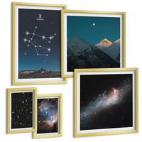 BILDER SET 5er Set - 50x50 cm & 20x30 cm & 40x60 cm Goldrahmen - Sterne der Zwillingsgalaxie - Goldfarben, Kunststoff (40/60cm) - TULUP