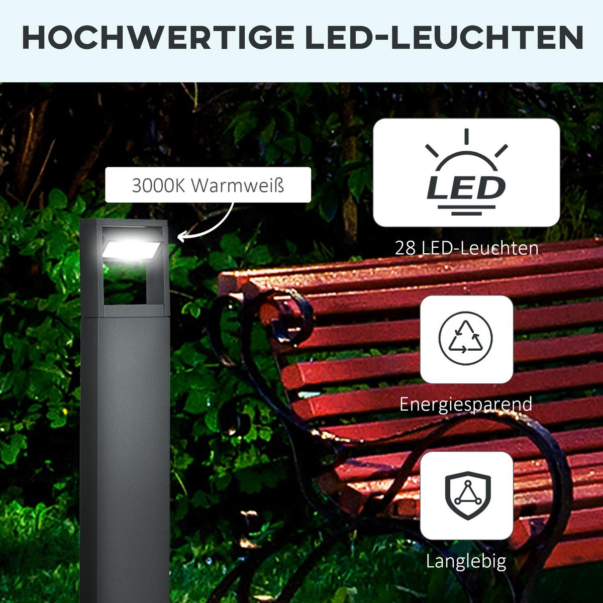GARTENLAMPE, Aluminium, Dunkelgrau - Dunkelgrau, Metall (16/5/90cm) - Outsunny