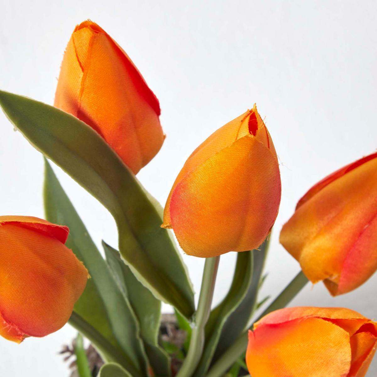 KUNSTBLUMEN Tulpen orange im Steinoptik-Topf, 27 cm - Orange, Kunststoff (27cm) - Homescapes