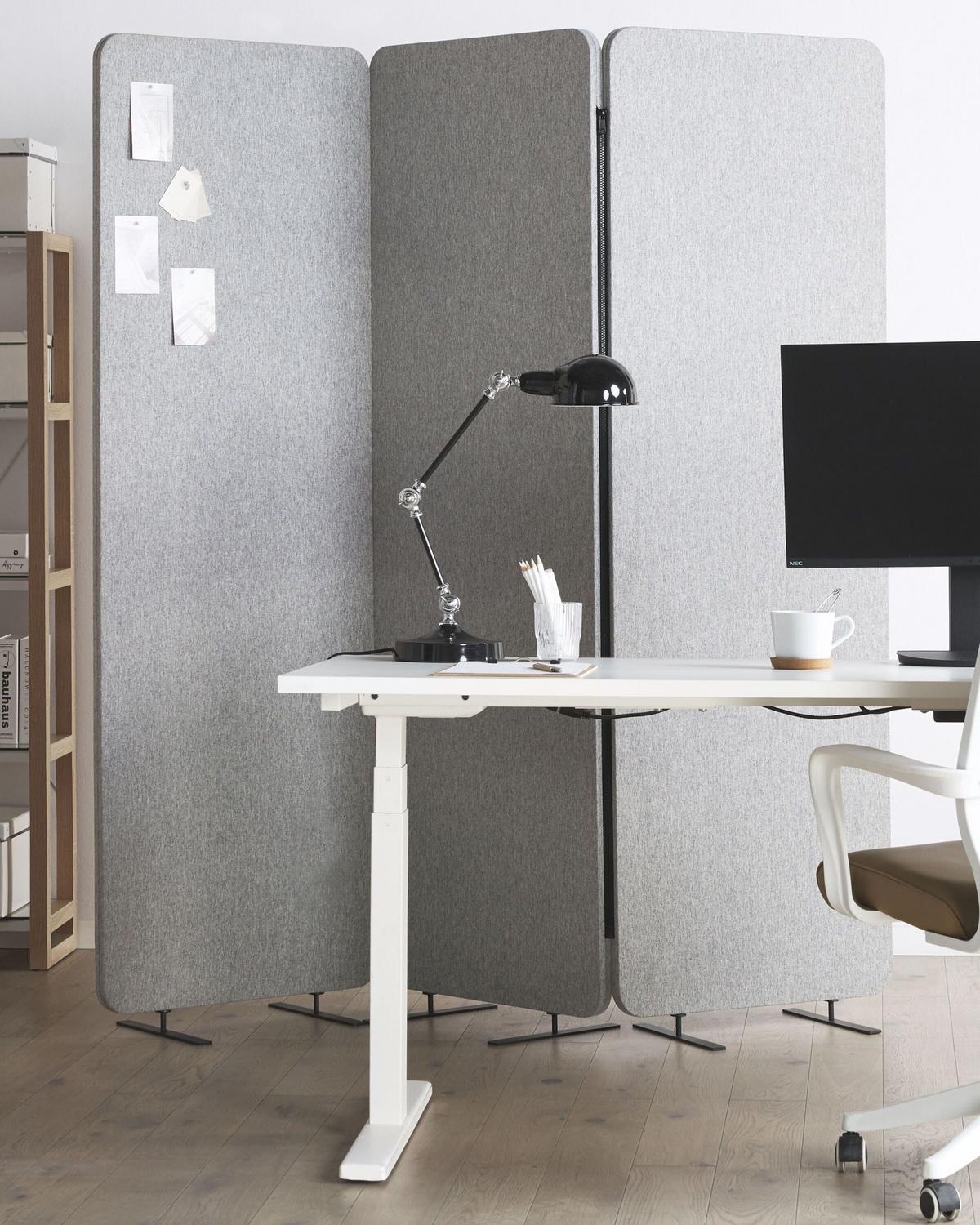 BÜRO-RAUMTEILER 184/184 cm Hellgrau Standi - Hellgrau/Grau, Textil (184/184/30cm) - Beliani
