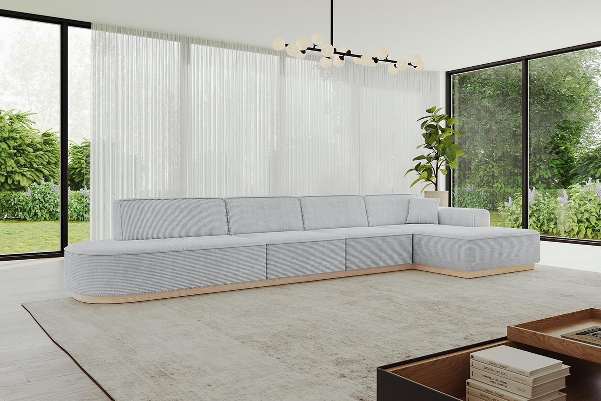ECKSOFA Ottomane Rechts IREA-L3 - 412x165x80 cm Grau - Grau, Holzwerkstoff/Textil (412/165cm) - ALTDECOR