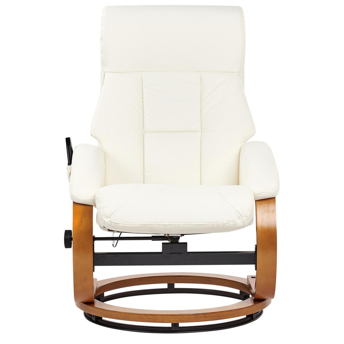 MASSAGESTUHL Weiß Force - Weiß/Braun, Kunststoff (55/100/80cm) - Beliani