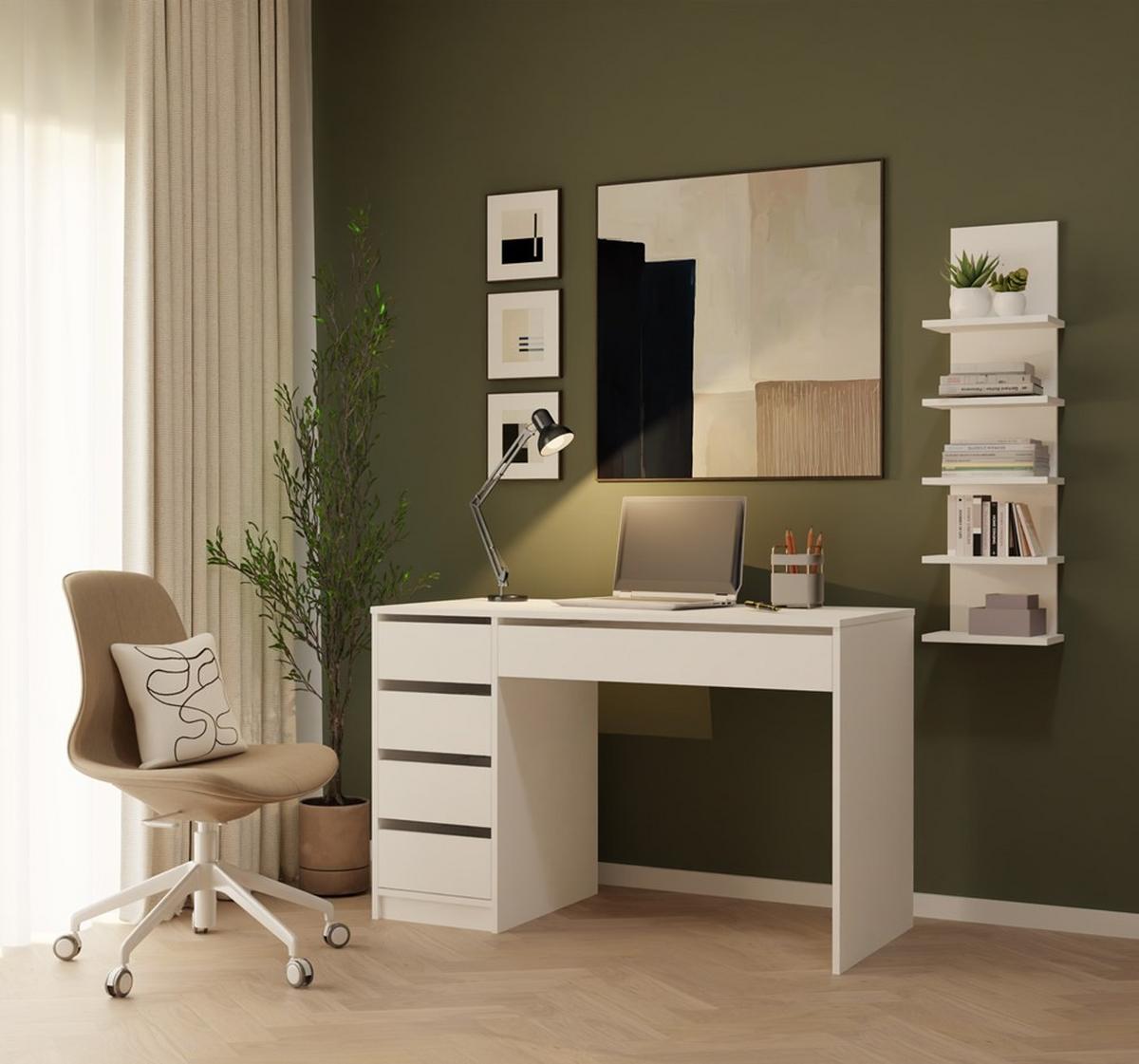 SCHREIBTISCH Weiß 120/77/55 - Weiß, Holzwerkstoff (90/50/77cm) - RAUMHIRSCH FURNITURE