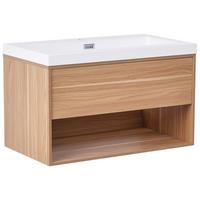 WASCHBECKENUNTERSCHRANK wandmontiertk mit Waschbecken Hellbraun Berbice - Hellbraun, Holzwerkstoff (80/45/92cm) - Beliani