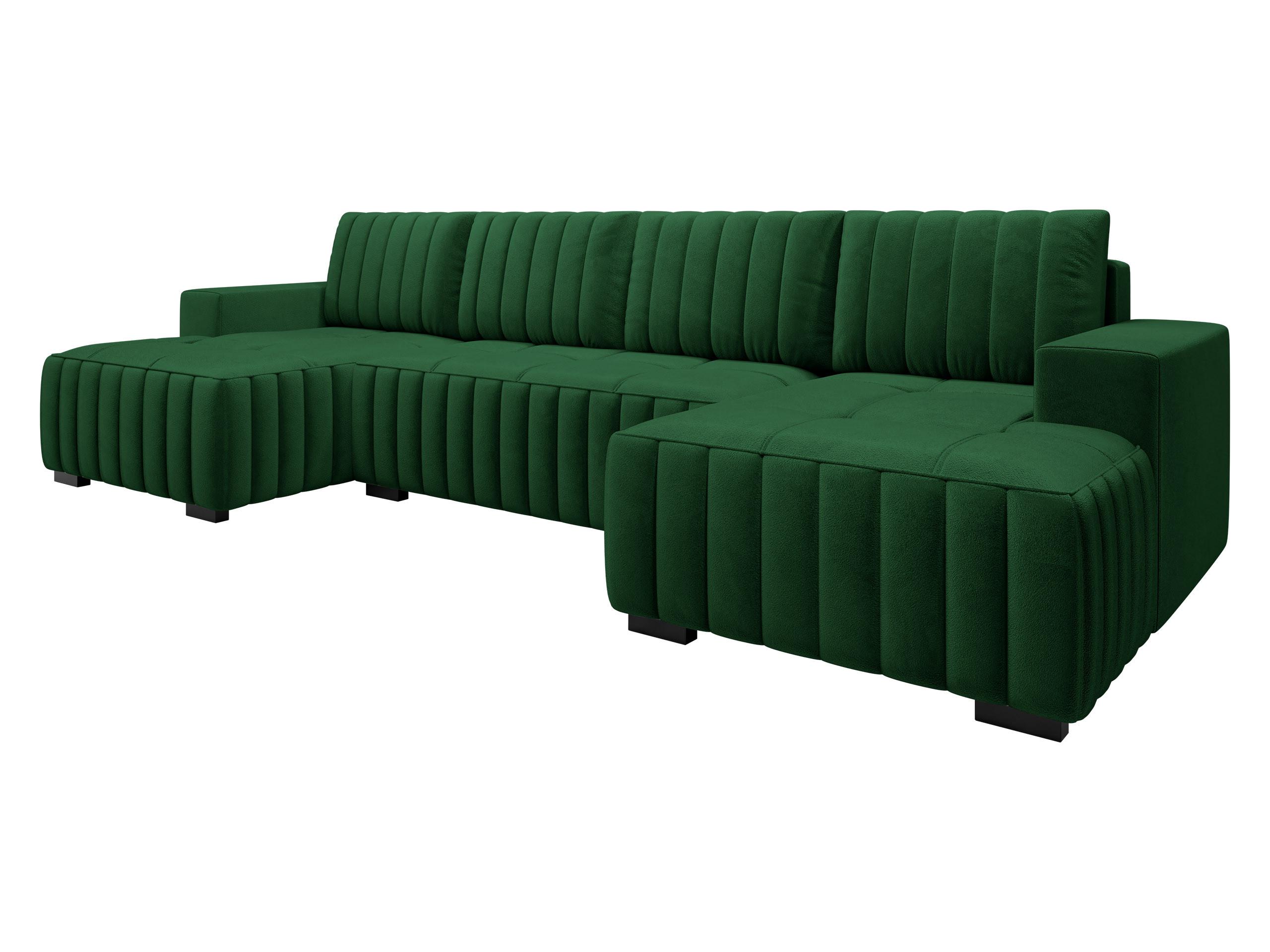 WOHNLANDSCHAFT Hugo U - Braun/Grün, Holz/Textil (310/85/140cm) - MIRJAN24