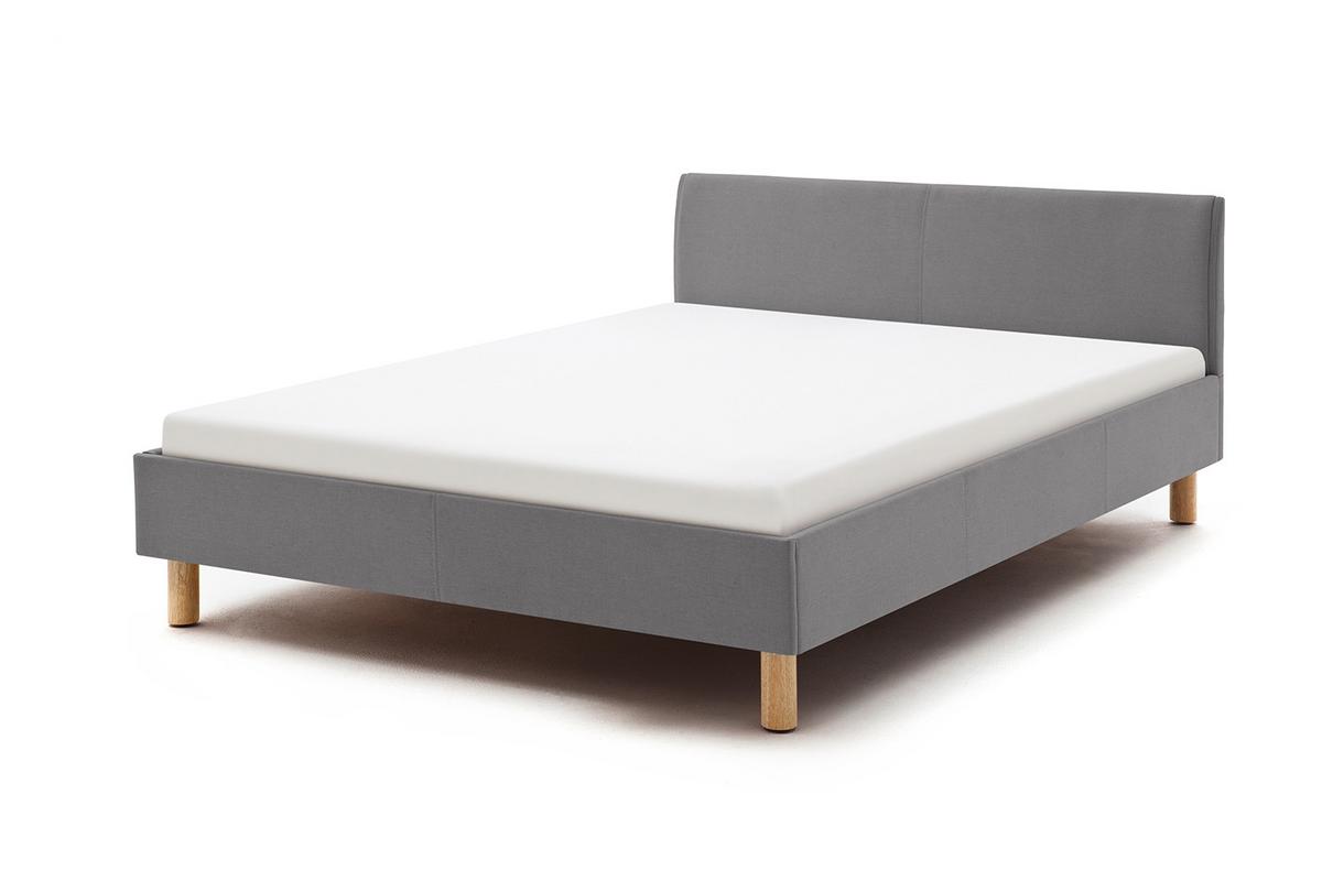 POLSTERBETT LEO Grau Webstoff - Grau, Textil (120/200cm) - KAWOLA