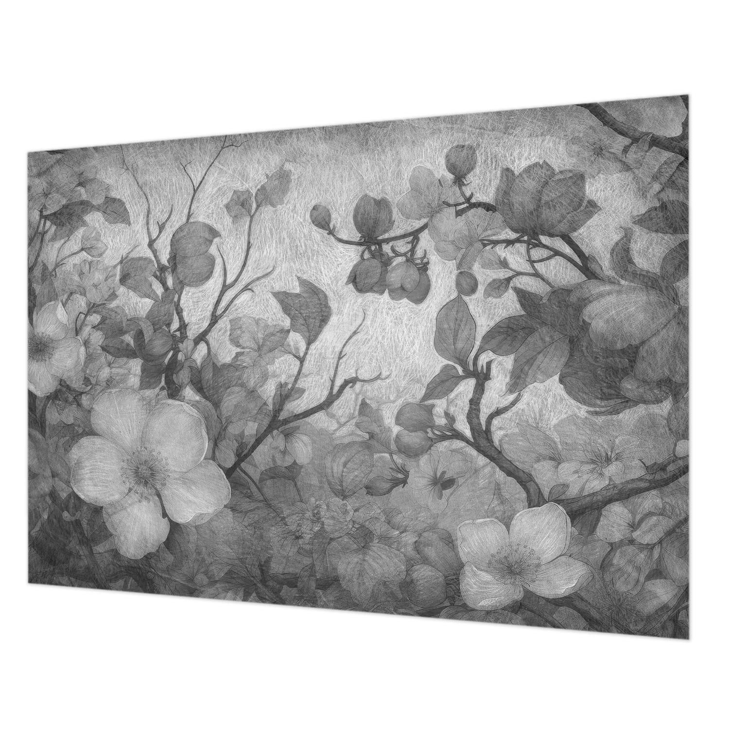 FOTOTAPETE 312x219 cm - Blütenzweig - Schwarz, Textil (312/219cm) - Wallfluent