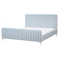 BETT mit Lattenrost 160/200 cm Samtstoff Hellblau Lunan - Hellblau, Textil (160/200cm) - Beliani