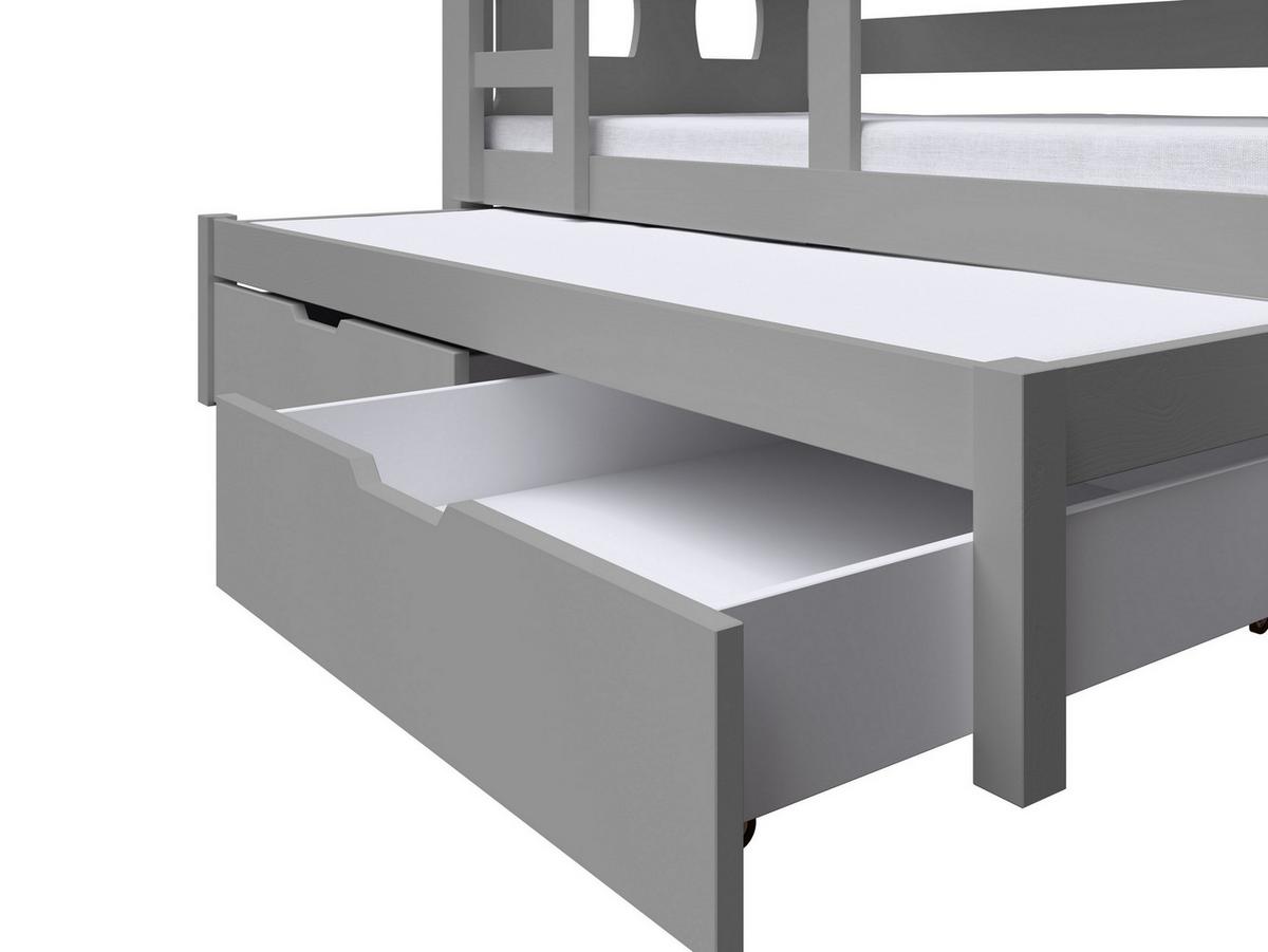 ETAGENBETT LEONE mit Bettkasten 80x180 cm Grau - Grau, Holz (80/180cm) - MASSENO