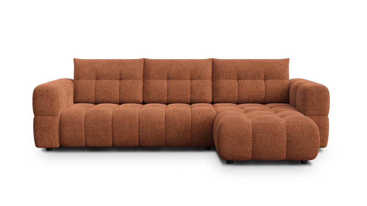 ECKSOFA CLOUDI 4-Sitzer rechts, rostrot - Schwarz/Orange, Holz/Textil (294/160cm) - Wozimo