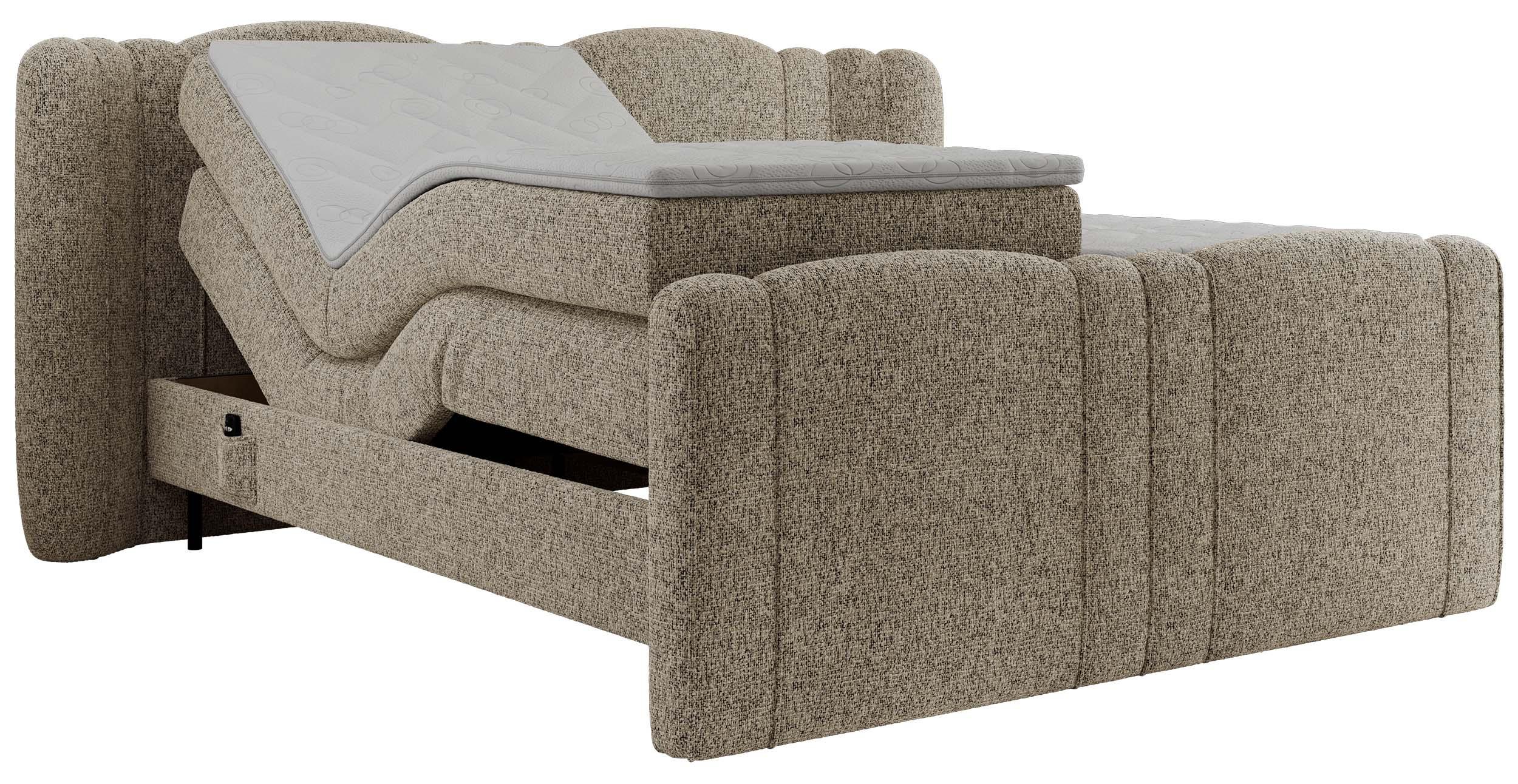 BOXBETT FORTINA 140/200 - Dunkelbeige Struktur - H3 - Cappuccino, Holz/Textil (140/200cm) - MKS