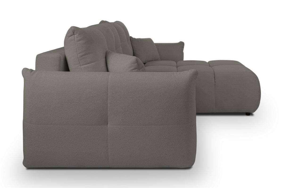 ECKSOFA MODA S Grau Geflochtener Stoff mit Schlaffunktion - Grau, Holz (257/177cm) - MASSENO