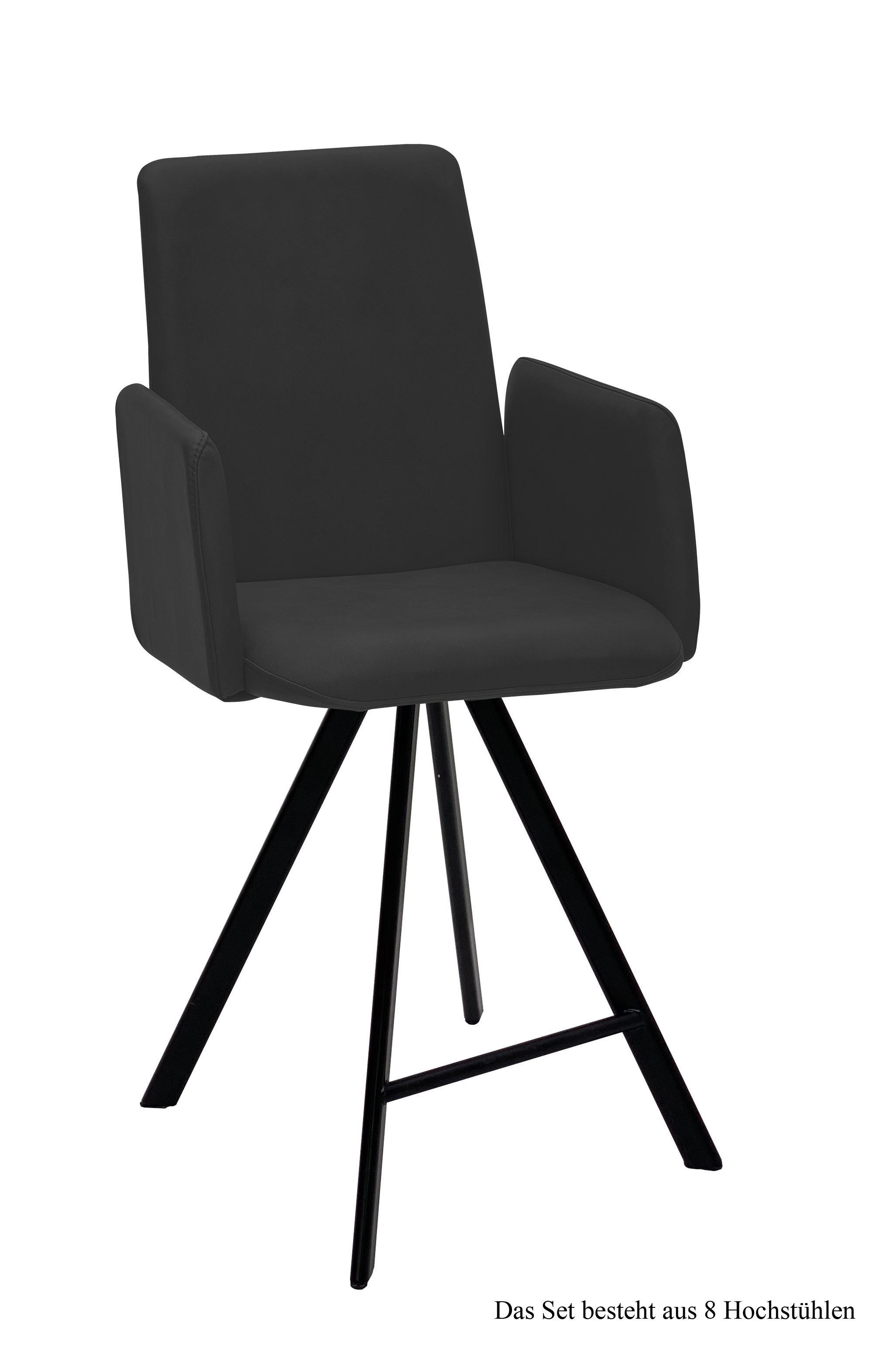 THEKENSTUHL drehbar (8er-Set) Desiree 52x109x60 Schwarz/Anthrazit - Anthrazit/Schwarz, Kunststoff (60/109/52cm) - 58aufmkessel