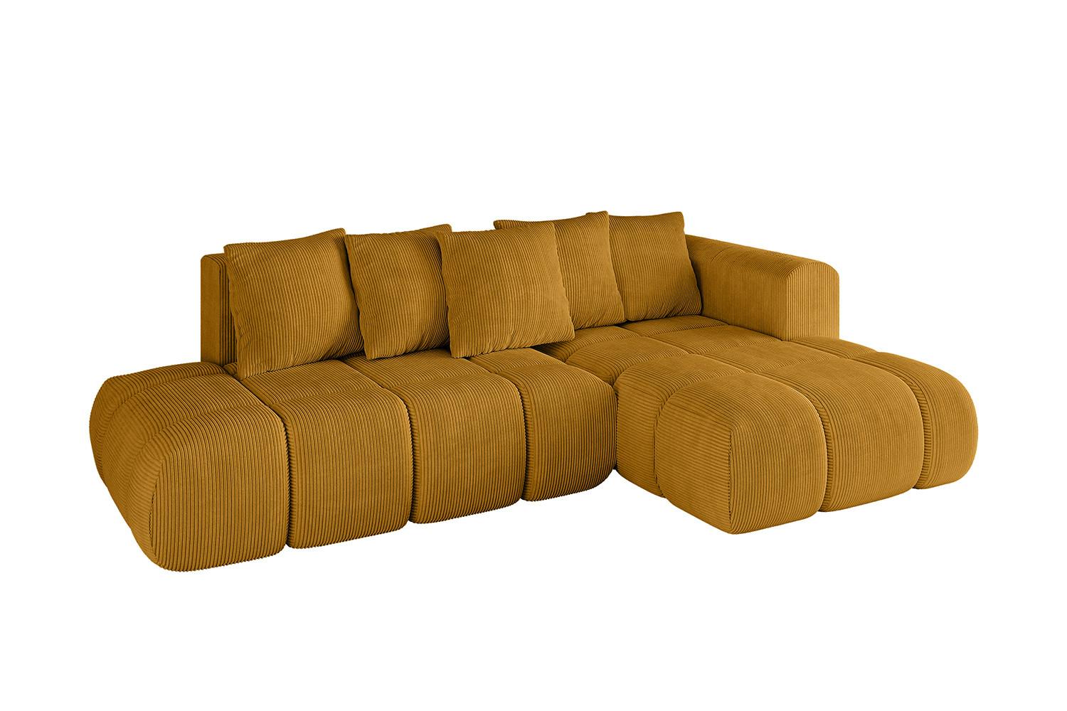 ECKSOFA Ottomane Rechts CLOUD-L-v1 280x185x90 Senfgelb Cord - Currygelb, Holzwerkstoff/Kunststoff (185/280cm) - ALTDECOR