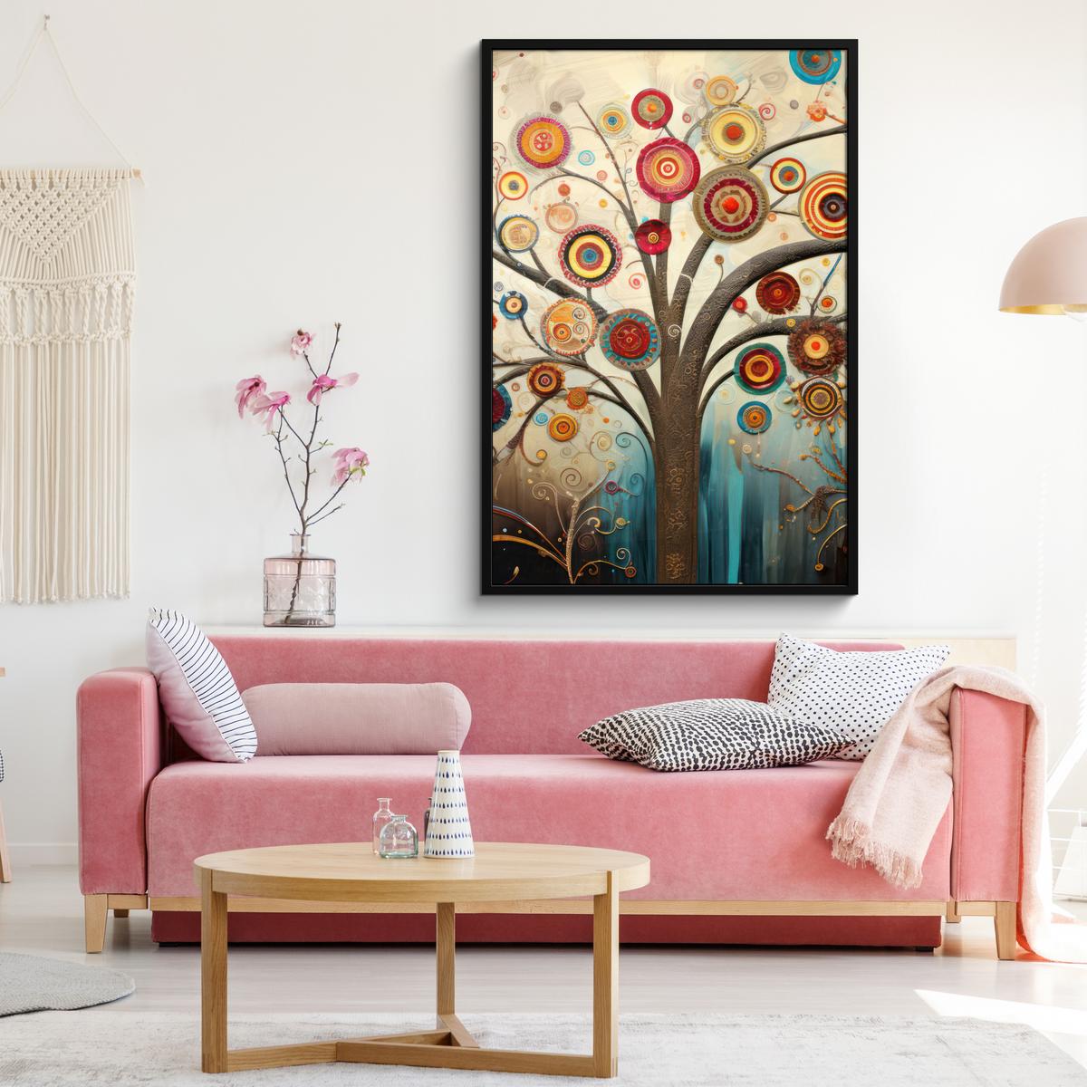POSTER MIT RAHMENGERAHMTES BILD Baum - Baum des Lebens - Farbe Bilderleiste 80x120 cm - Braun, Papier (80/120cm) - MuchoWow