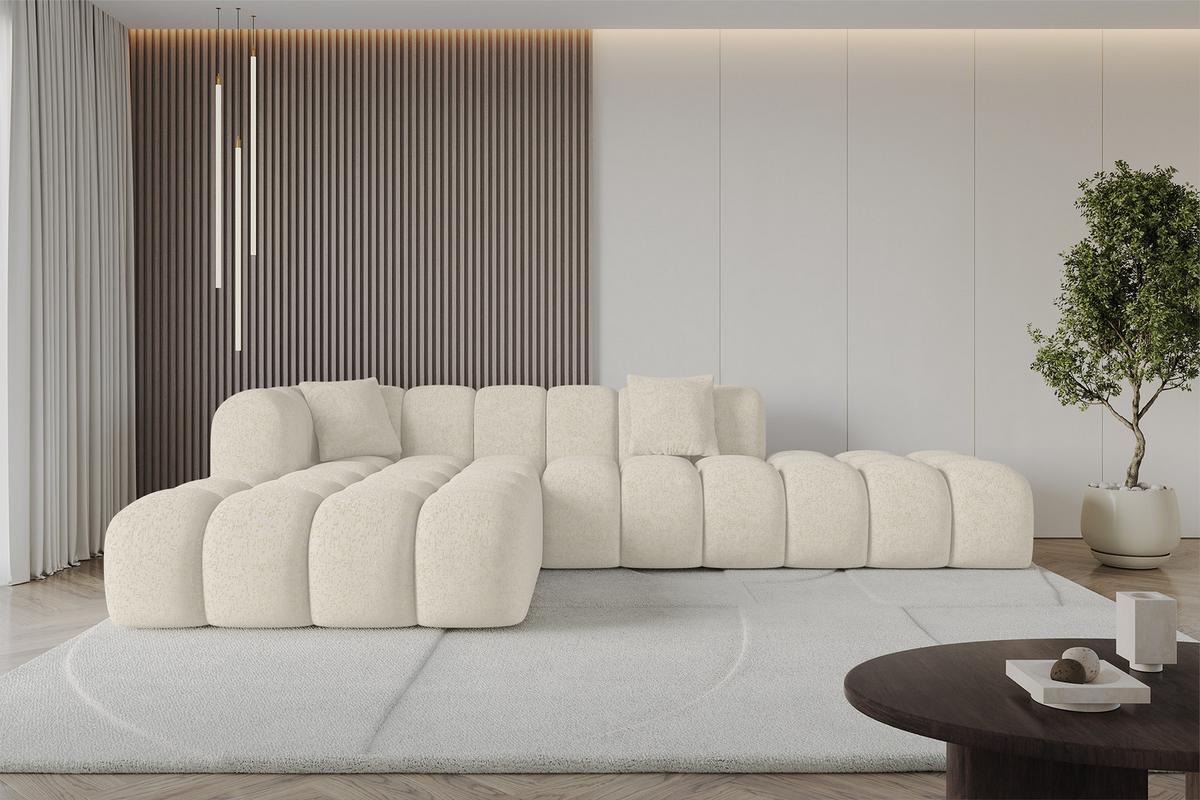 ECKSOFA Ottomane Links OLEA-L2 - 289x176x71 cm Creme - Creme/Schwarz, Holzwerkstoff/Kunststoff (289/176cm)