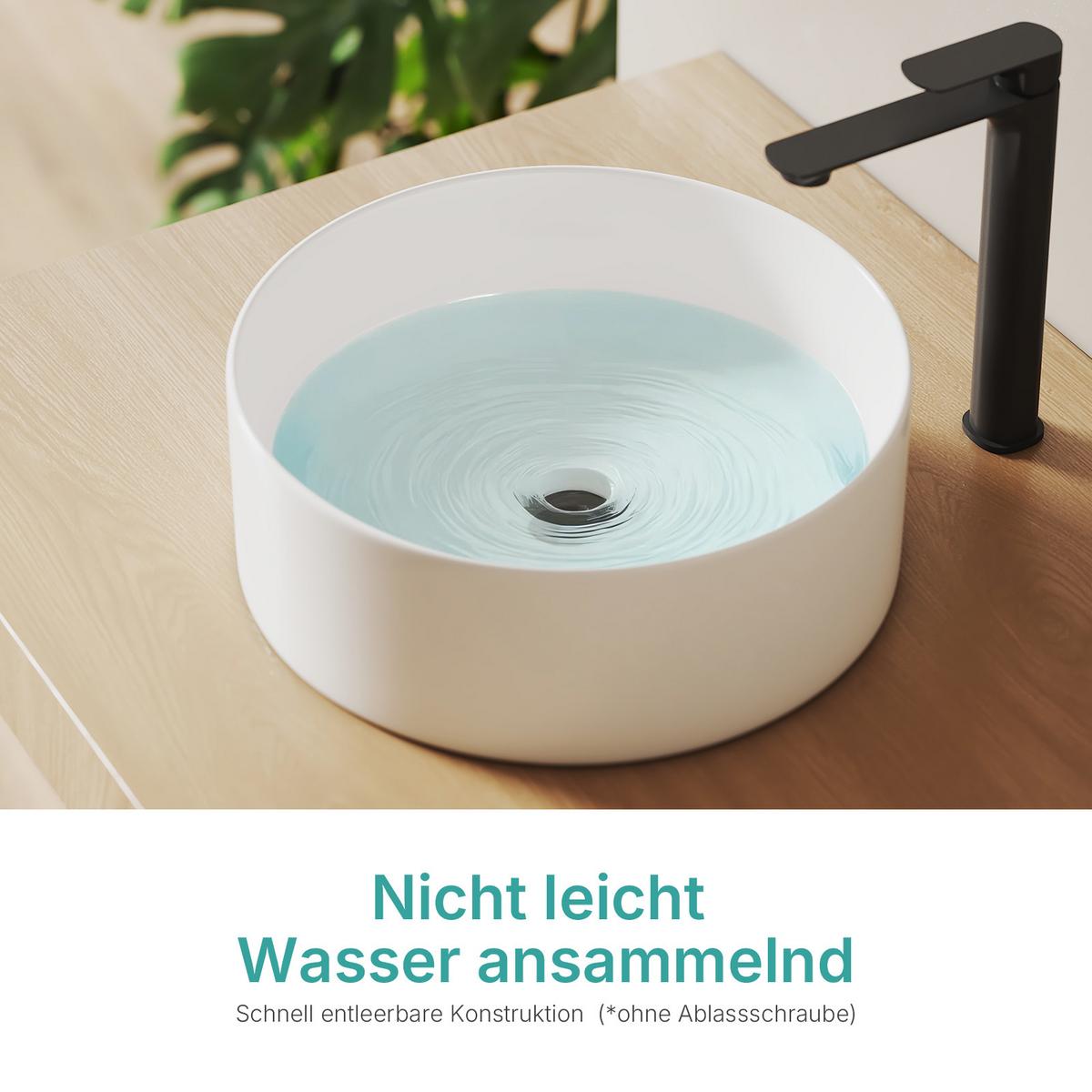 WASCHBECKEN zylindrisch Weiß Ø35,2 / 11,2 cm - Weiß, Keramik (35.2/11.2/35.2cm) - EMKE