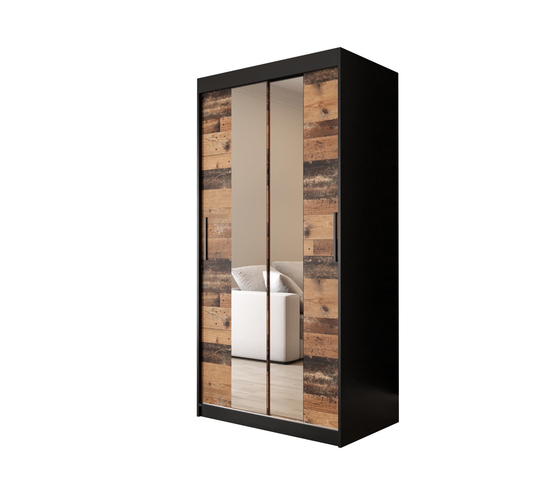 SCHWEBETÜRENSCHRANK 200/100/62 2-türig - Eichefarben/Schwarz, Holz/Kunststoff (100/200/62cm) - MÖBEL KRYSPOL