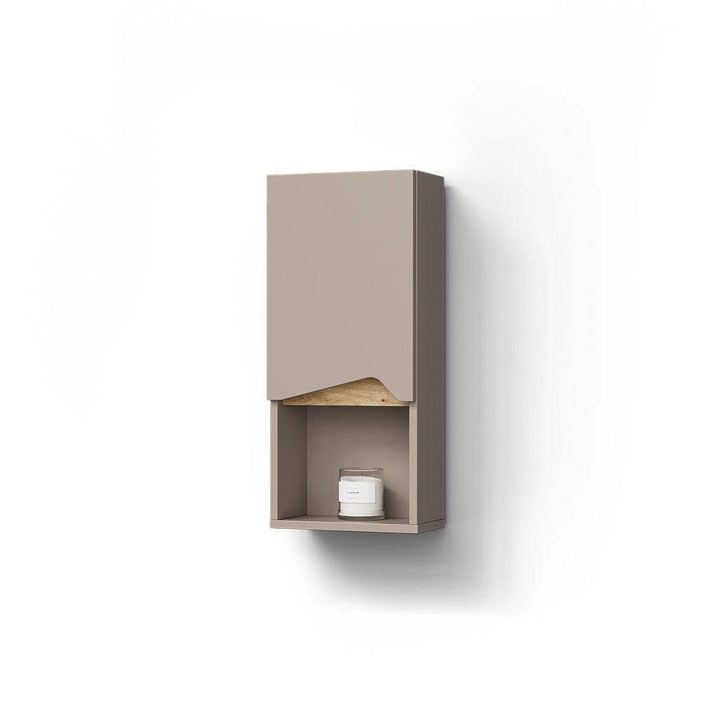 BADSCHRANK Timavo Greige 30 x 67 cm mit Tür und offenem Fach - Greige, Holzwerkstoff (30/67/17cm) - Livinity®