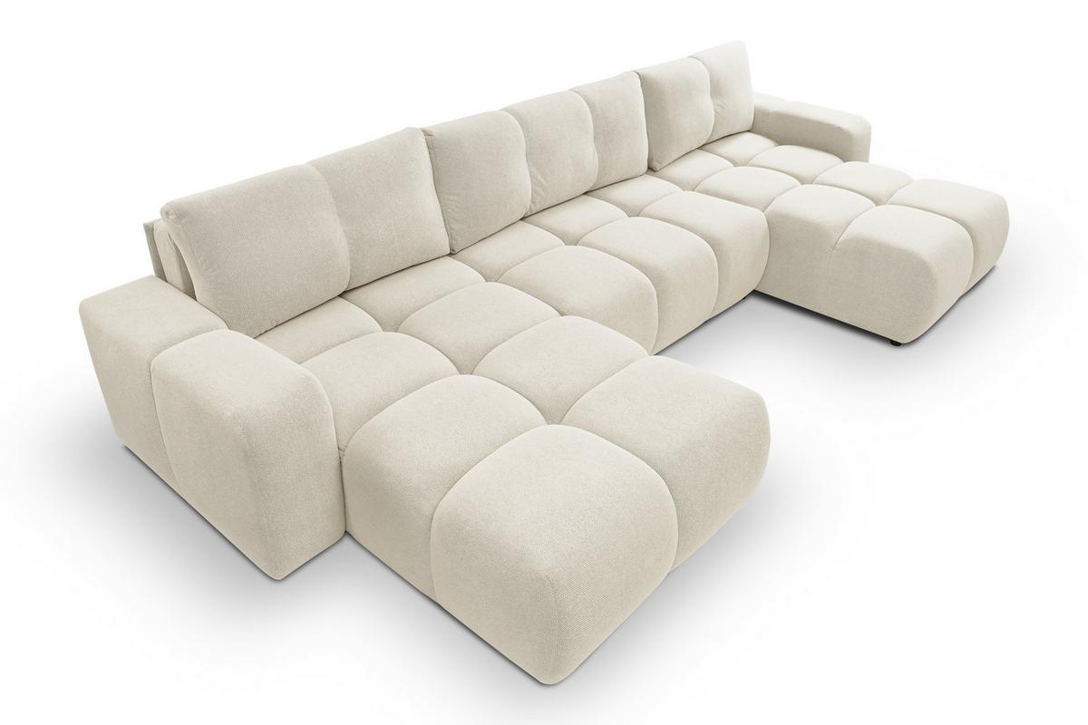 WOHNLANDSCHAFT DUCA U Beige Jersey mit Schlaffunktion - Beige, Holz (359/88/177cm) - MASSENO