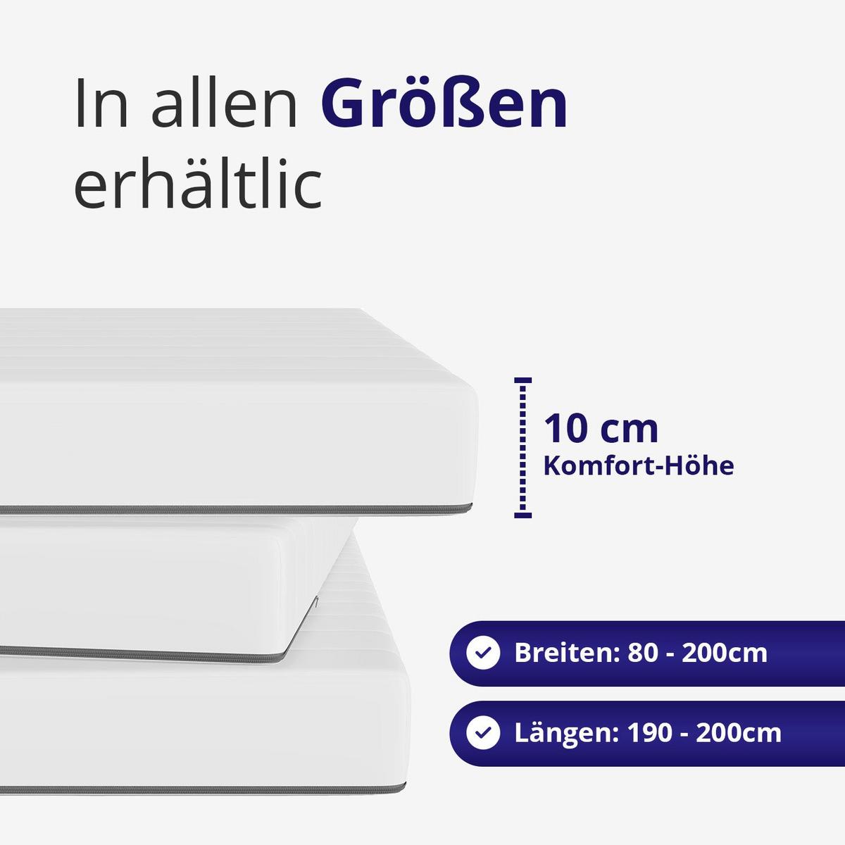 KALTSCHAUM-TOPPER 120x200 - Premium 10 cm Höhe - H2 - extra komfortabel - waschbar und für Allergiker geeignet - Weiß, Textil (120/200cm) - Mister Sandman