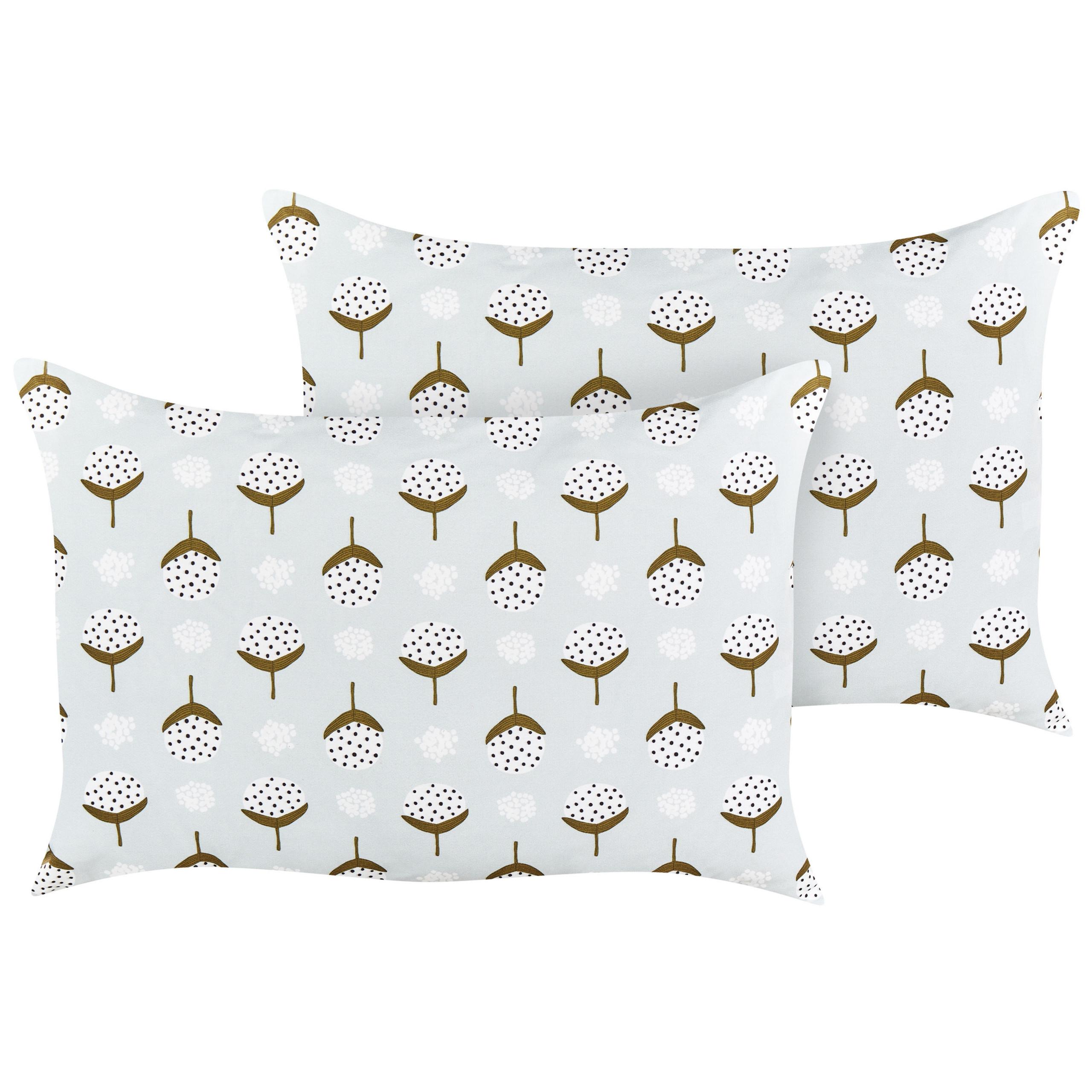 GARTENKISSEN 2er-Set geometrisches Muster hellgrün 40/60 cm Cuneo - Hellgrau, Textil (60/40cm) - Beliani