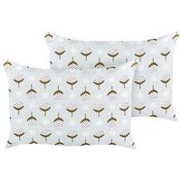 GARTENKISSEN 2er-Set geometrisches Muster hellgrün 40/60 cm Cuneo - Hellgrau, Textil (60/40cm) - Beliani